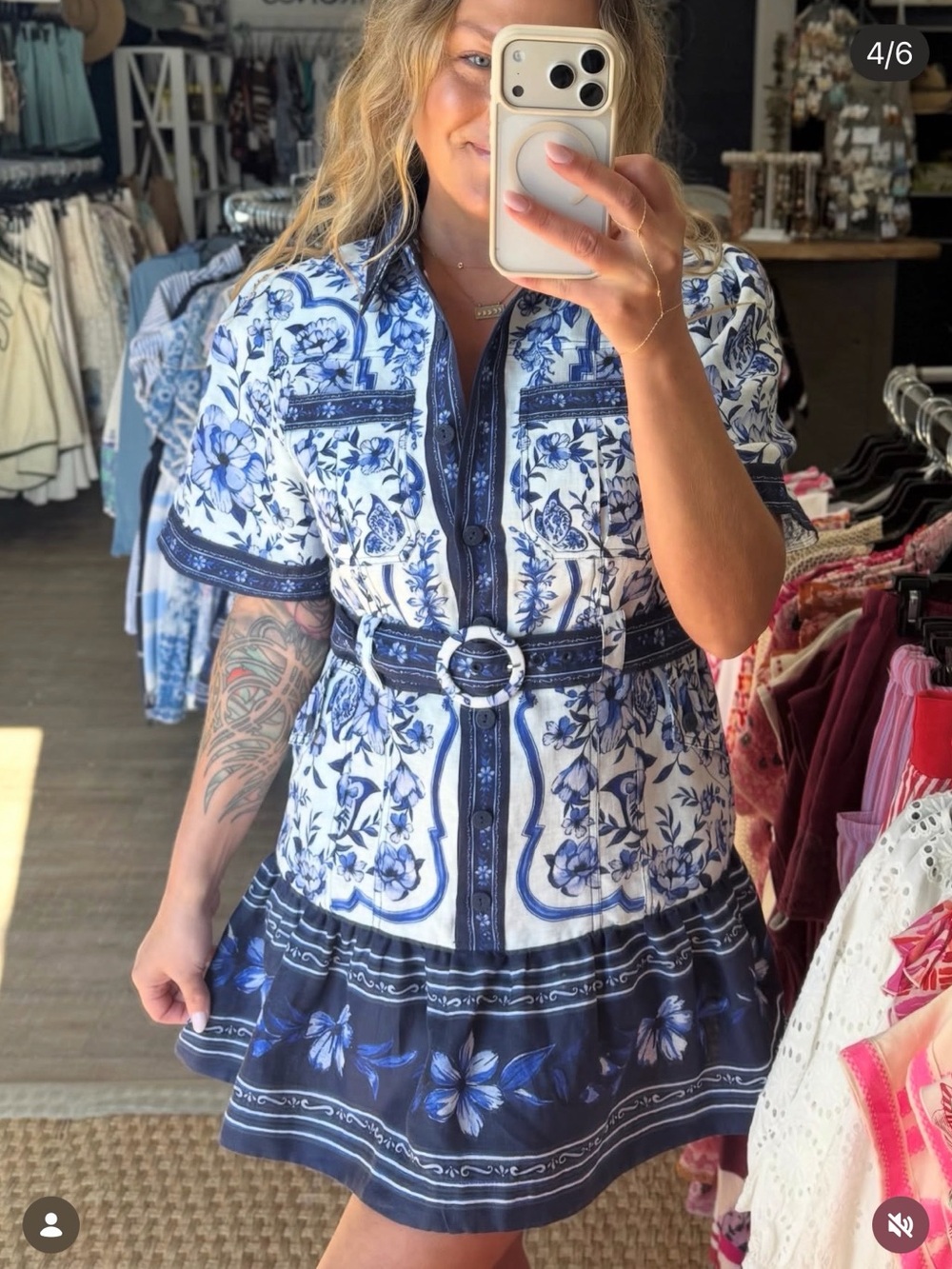 FARM Rio Porcelain Garden Mini Dress - Picture 8 of 9